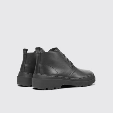 Back view of Brutus Trek Black leather ankle boots for men