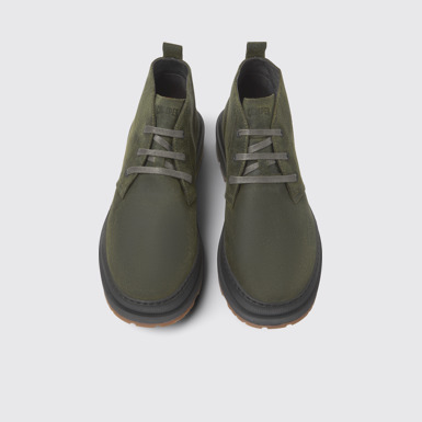 Overhead view of Brutus Trek Dark green nubuck ankle boots for men