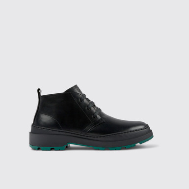 Side view of Brutus Trek Black leather shoes for men