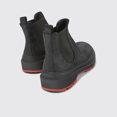 Back view of Brutus Trek Black nubuck ankle boots for men