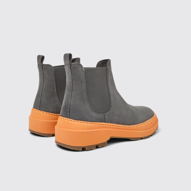 Back view of Brutus Trek Dark gray nubuck ankle boots for men