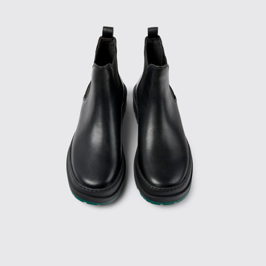 Overhead view of Brutus Trek Black leather ankle boots for men