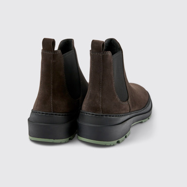 Back view of Brutus Trek Gray nubuck ankle boots for men