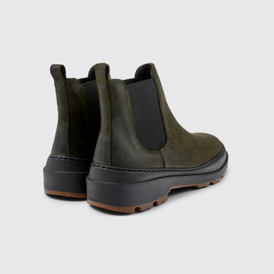 Back view of Brutus Trek Green-gray nubuck ankle boots for men