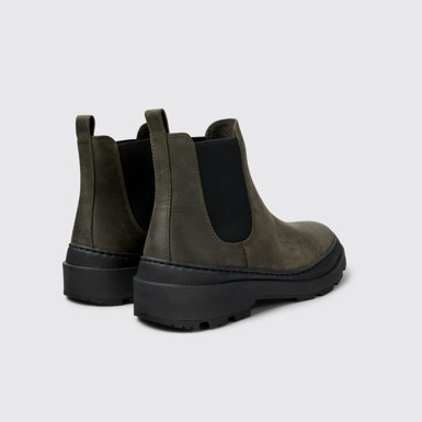 Back view of Brutus Trek Green nubuck ankle boots for men