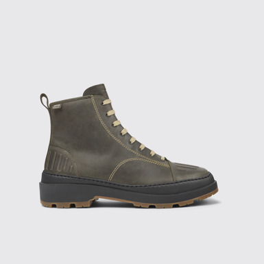 Side view of Brutus Trek Dark green nubuck ankle boots for men