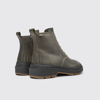 Back view of Brutus Trek Dark green nubuck ankle boots for men