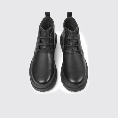 Overhead view of Brutus Trek Black leather ankle boots for men