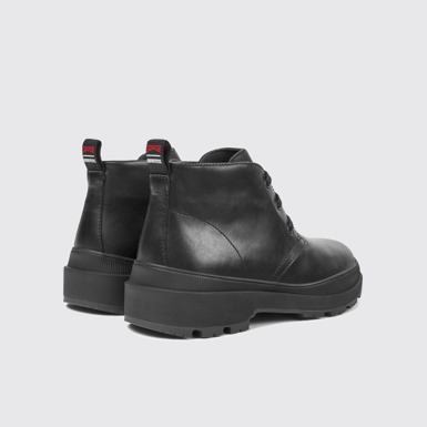Back view of Brutus Trek Black leather ankle boots for men