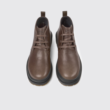 Overhead view of Brutus Trek Brown leather ankle boots for men
