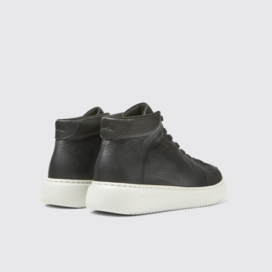 Back view of Runner K21 Black Leather Ankle Boots for Men.