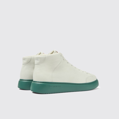 Back view of Runner K21 White non-dyed leather sneakers for men