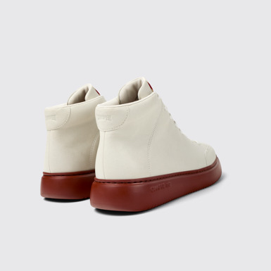 Back view of Runner K21 White non-dyed leather sneakers for men