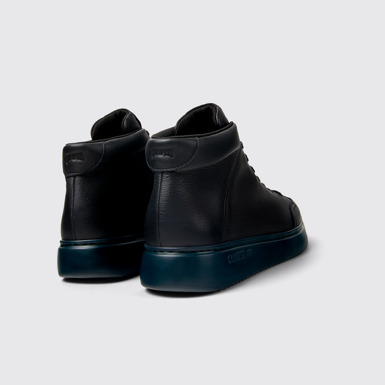 Back view of Runner K21 Black leather sneakers for men