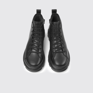 Overhead view of Brutus Black leather ankle boots for men