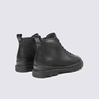 Back view of Brutus Black leather ankle boots for men