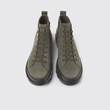 Overhead view of Brutus Dark green nubuck ankle boots for men