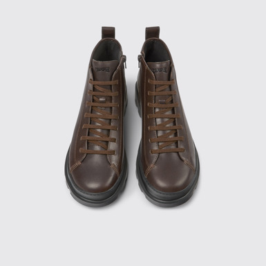 Overhead view of Brutus Dark brown leather ankle boots for men
