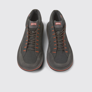 Overhead view of Beetle Dark gray textile and nubuck ankle boots for men