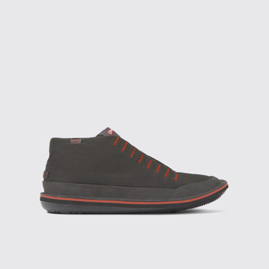 Side view of Beetle Dark gray textile and nubuck ankle boots for men