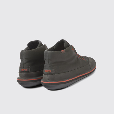 Back view of Beetle Dark gray textile and nubuck ankle boots for men