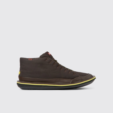 Side view of Beetle PrimaLoft® Dark brown textile and nubuck ankle boots for men