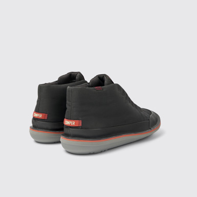 Back view of Beetle PrimaLoft® Gray textile and leather ankle boots for men