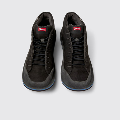 Overhead view of Beetle Black Textile and Nubuck Ankle Boots for Men.