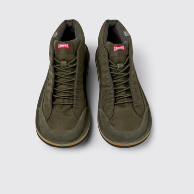 Overhead view of Beetle Green Textile and Nubuck Ankle Boots for Men.