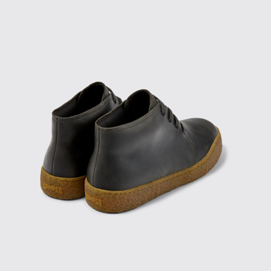 Back view of Peu Terreno Gray leather shoes for men