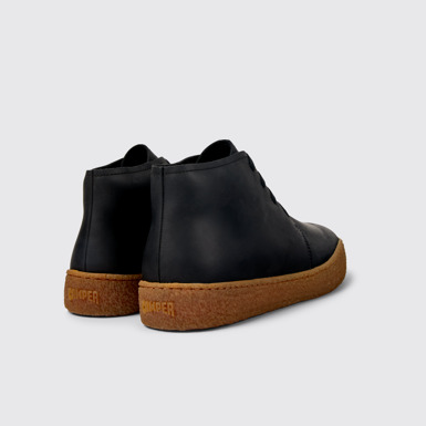 Back view of Peu Terreno Black Nubuck Desert Boot for Men