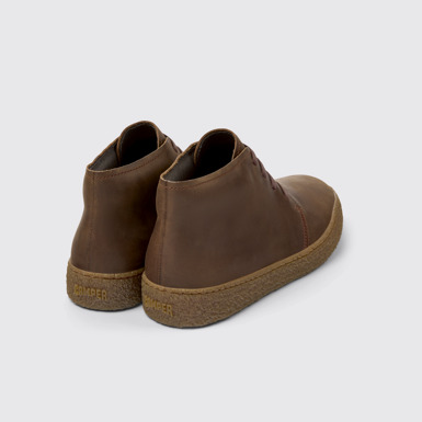 Back view of Peu Terreno Brown Nubuck Ankle Boots for Men.