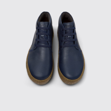 Overhead view of Peu Terreno Blue Leather Ankle Boots for Men.