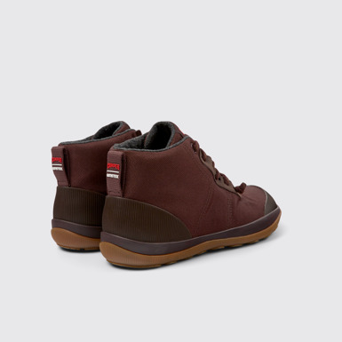 Back view of Peu Pista Burgundy textile ankle boots for men