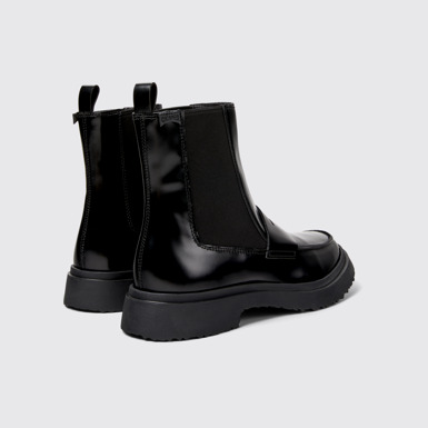 Back view of Walden Black Leather Mid Boots for Men.