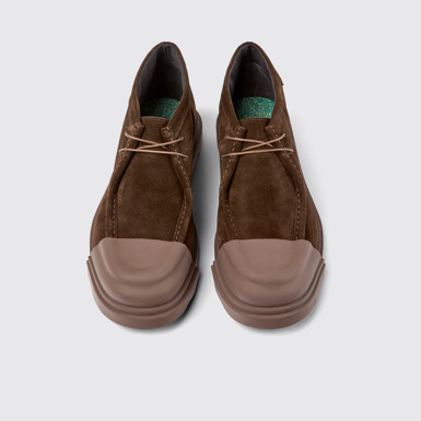 Overhead view of Junction Brown nubuck shoes for men