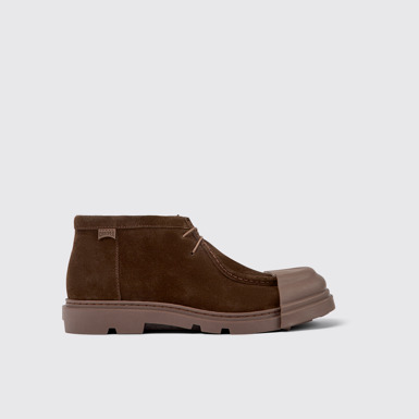 Side view of Junction Brown nubuck shoes for men