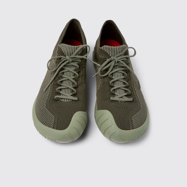 Overhead view of Path Green-gray textile sneakers for men