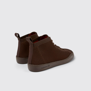 Back view of Peu Touring Burgundy one-piece knit sneakers for men