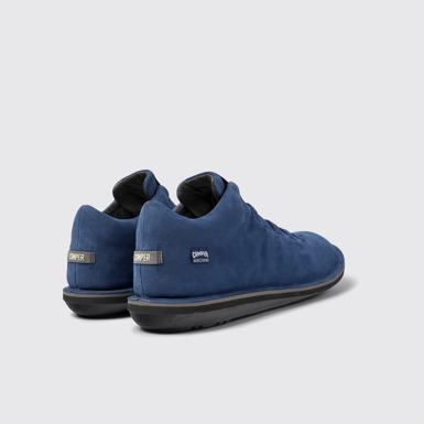 Back view of K300479-003 Blue nubuck sneakers