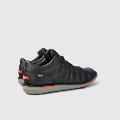 Back view of Beetle HYDROSHIELD® Black leather sneakers