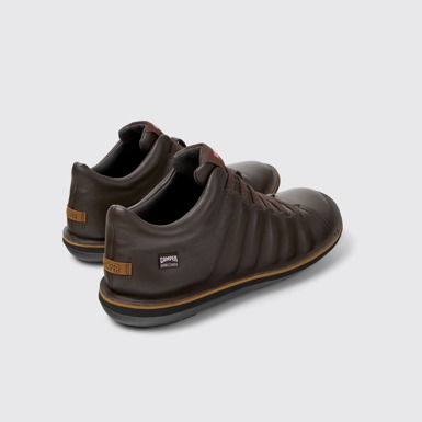 Back view of Beetle - HYDROSHIELD Brown Leather Ankle Boots for Men.
