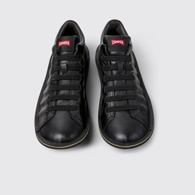 Overhead view of Beetle - HYDROSHIELD Black Leather Ankle Boots for Men.