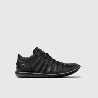 Side view of Beetle - HYDROSHIELD Black Leather Ankle Boots for Men.