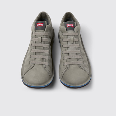 Overhead view of Beetle - HYDROSHIELD Gray Nubuck Ankle Boots for Men.