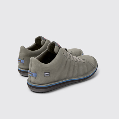 Back view of Beetle - HYDROSHIELD Gray Nubuck Ankle Boots for Men.