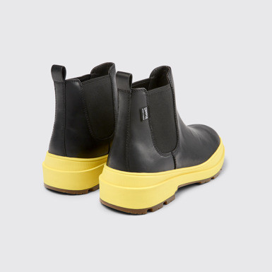 Back view of Brutus Trek HYDROSHIELD® Black leather ankle boots for men