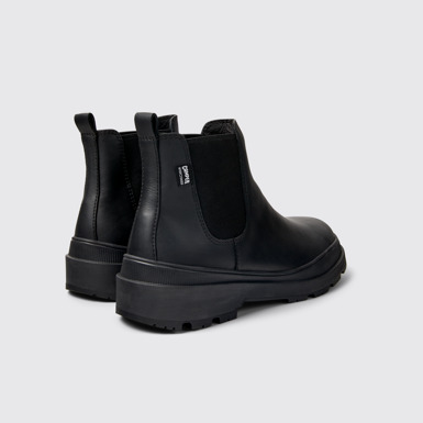 Back view of Brutus Trek HYDROSHIELD® Black leather ankle boots for men