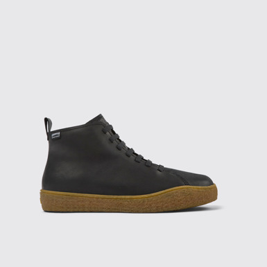 Side view of Peu Terreno HYDROSHIELD® Black leather shoes for men