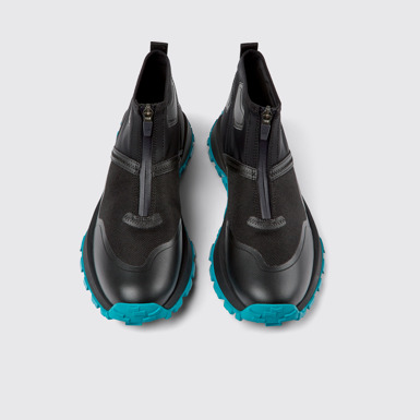 Overhead view of Drift Trail VIBRAM Black recycled PET ankle boots for men